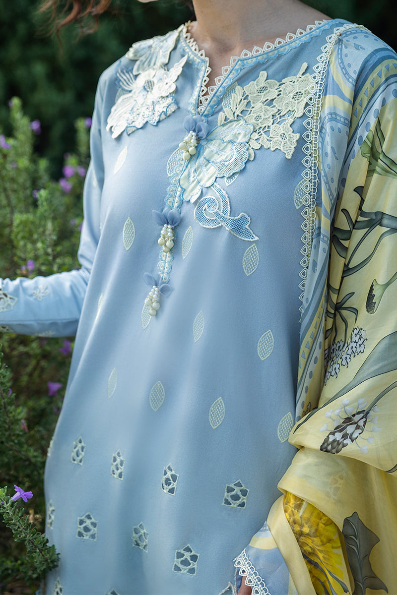 Mushq | Solace Ombre Chikankari | Intesa S Sky Blue Chikankari Lawn