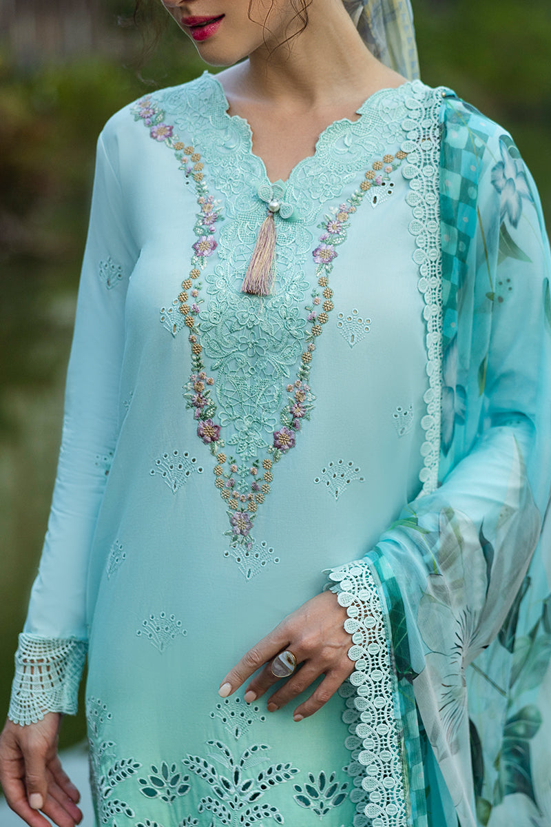 Mushq | Solace Ombre Chikankari | Famiglia S Pastel Blue Chikankari Lawn
