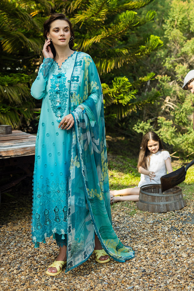 Mushq | Solace Ombre Chikankari | Amore M Teal Chikankari Lawn