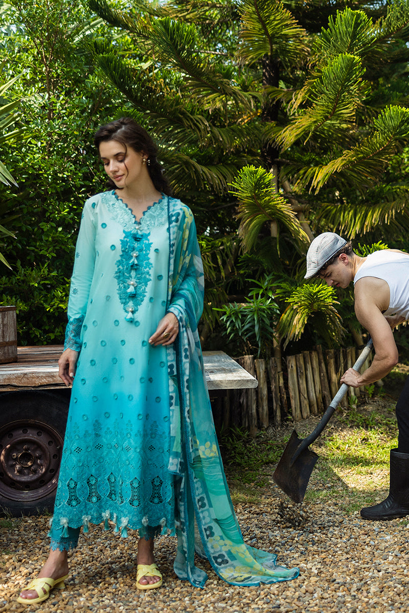 Mushq | Solace Ombre Chikankari | Amore S Teal Chikankari Lawn