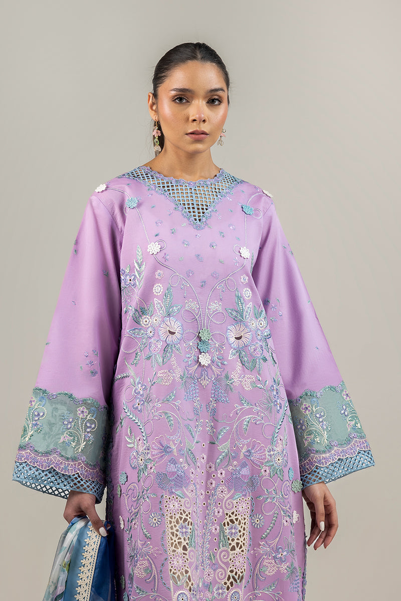 Mushq | Manaram Luxury Lawn 25 | Glowing Pulse M Lavender Lawn