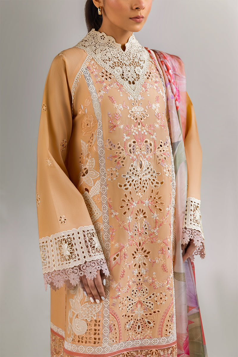 Mushq | Manaram Luxury Lawn 25 | Dreamlike Vibe M Peach Lawn
