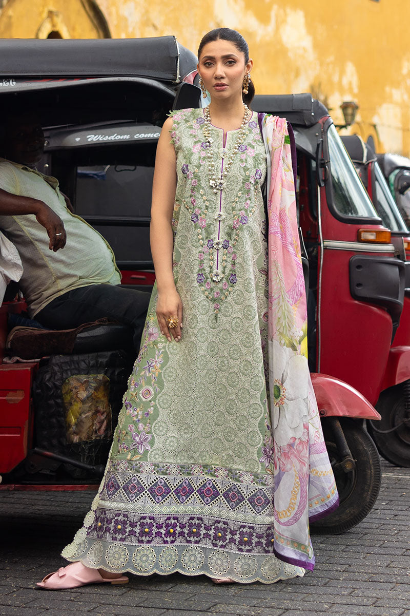 Mushq | Manaram Luxury Lawn 25 | Beaming Drift XS Mint Lawn