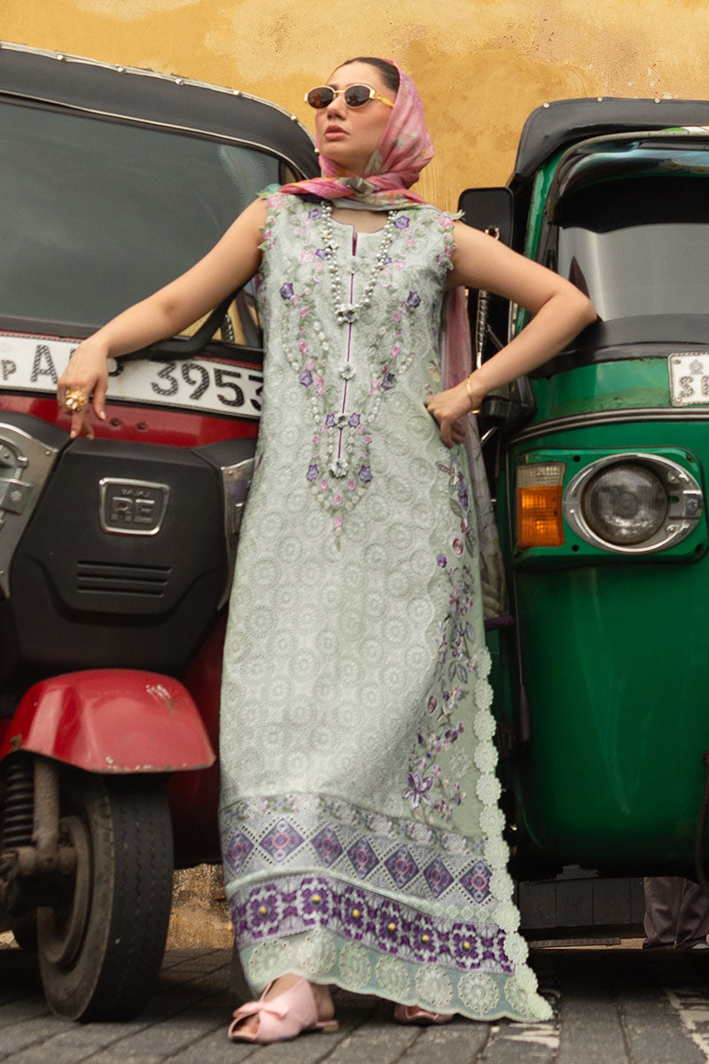Mushq | Manaram Luxury Lawn 25 | Beaming Drift L Mint Lawn