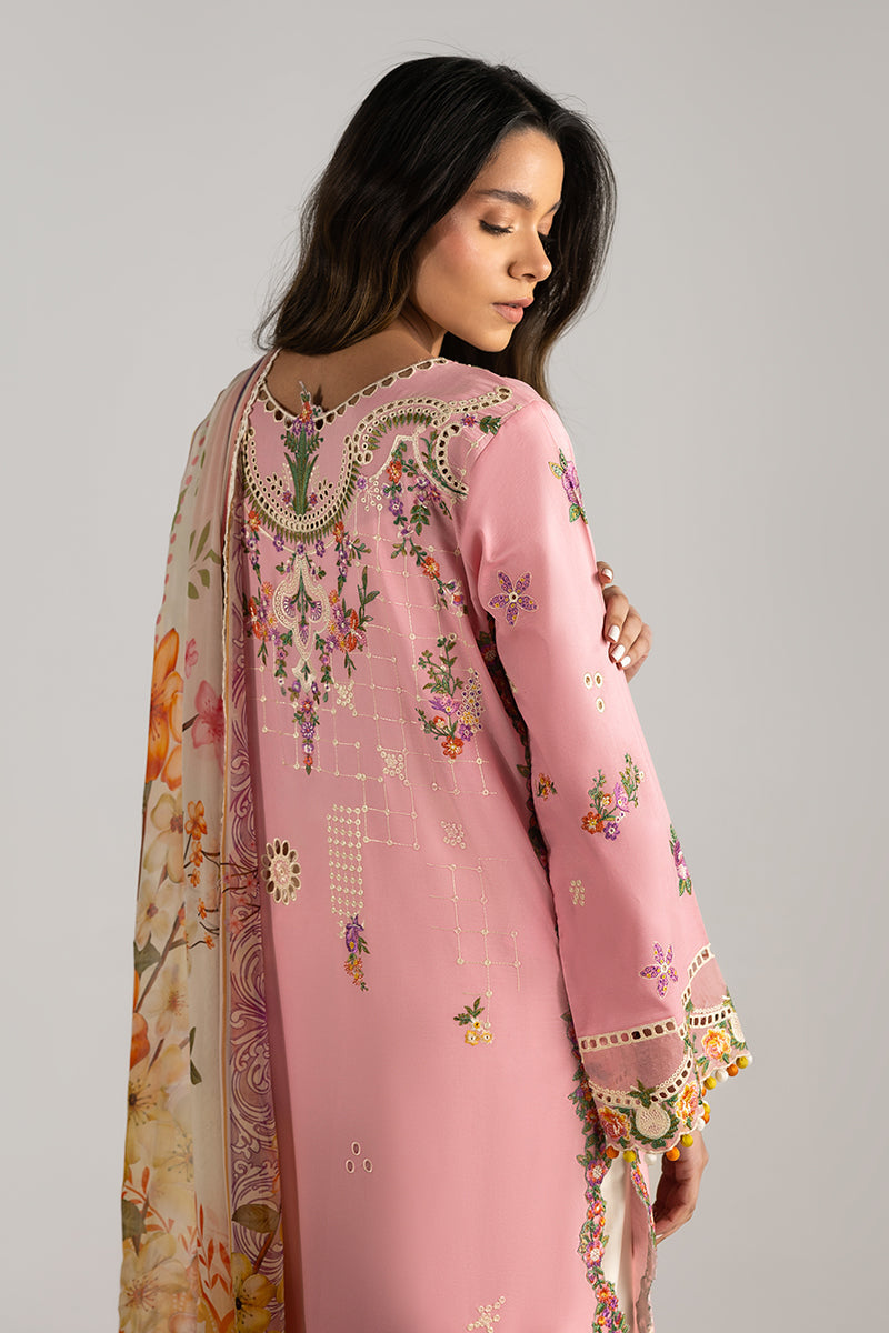 Mushq | Manaram Luxury Lawn 25 | Twinkling Tempos Custom Size Light Pink Lawn