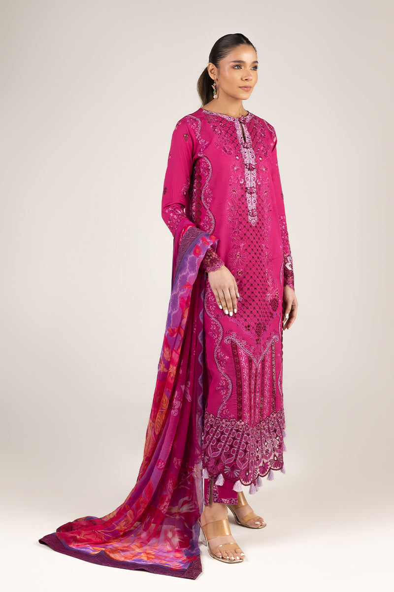 Mushq | Manaram Luxury Lawn 25 | Dreamy Whirl L Fuchsia Lawn