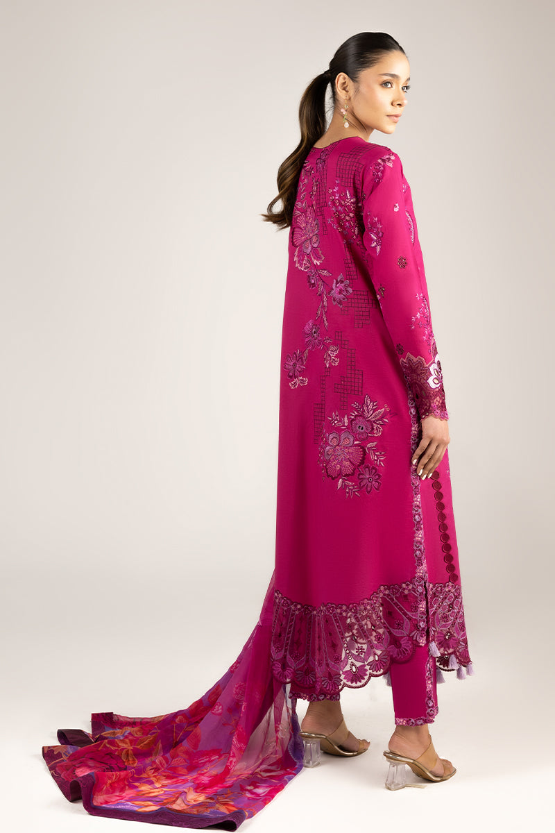 Mushq | Manaram Luxury Lawn 25 | Dreamy Whirl S Fuchsia Lawn