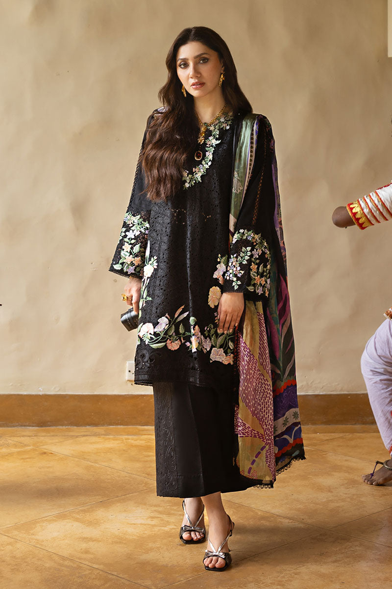 Mushq | Manaram Luxury Lawn 25 | Dazzling Glimmer XS Black Lawn