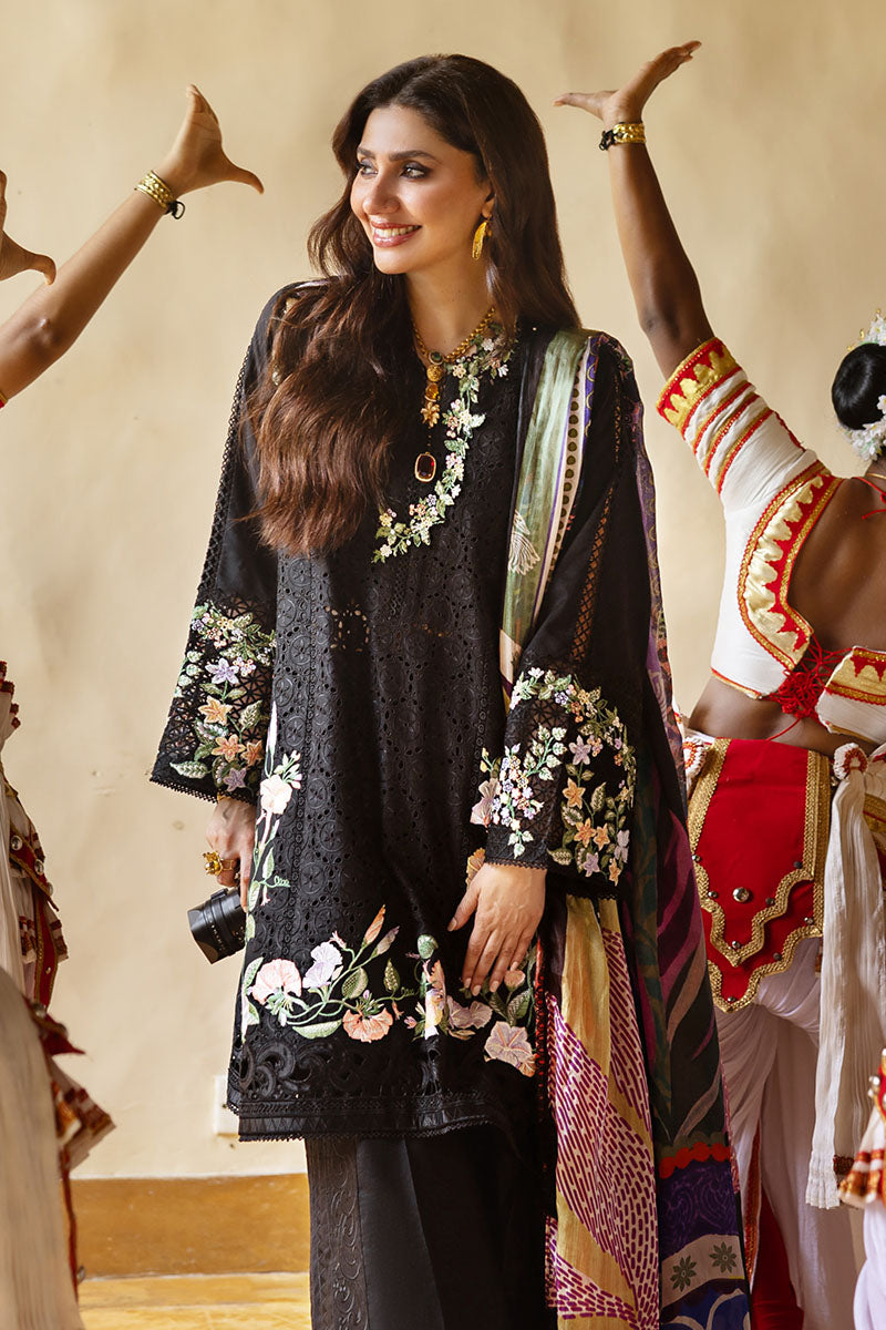 Mushq | Manaram Luxury Lawn 25 | Dazzling Glimmer M Black Lawn