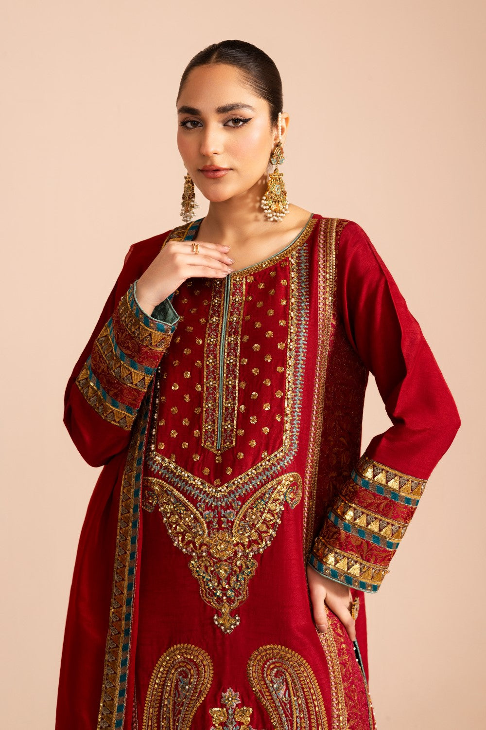 Maryum N Maria | Iris Formals | DILREET L Red Viscose Cotton