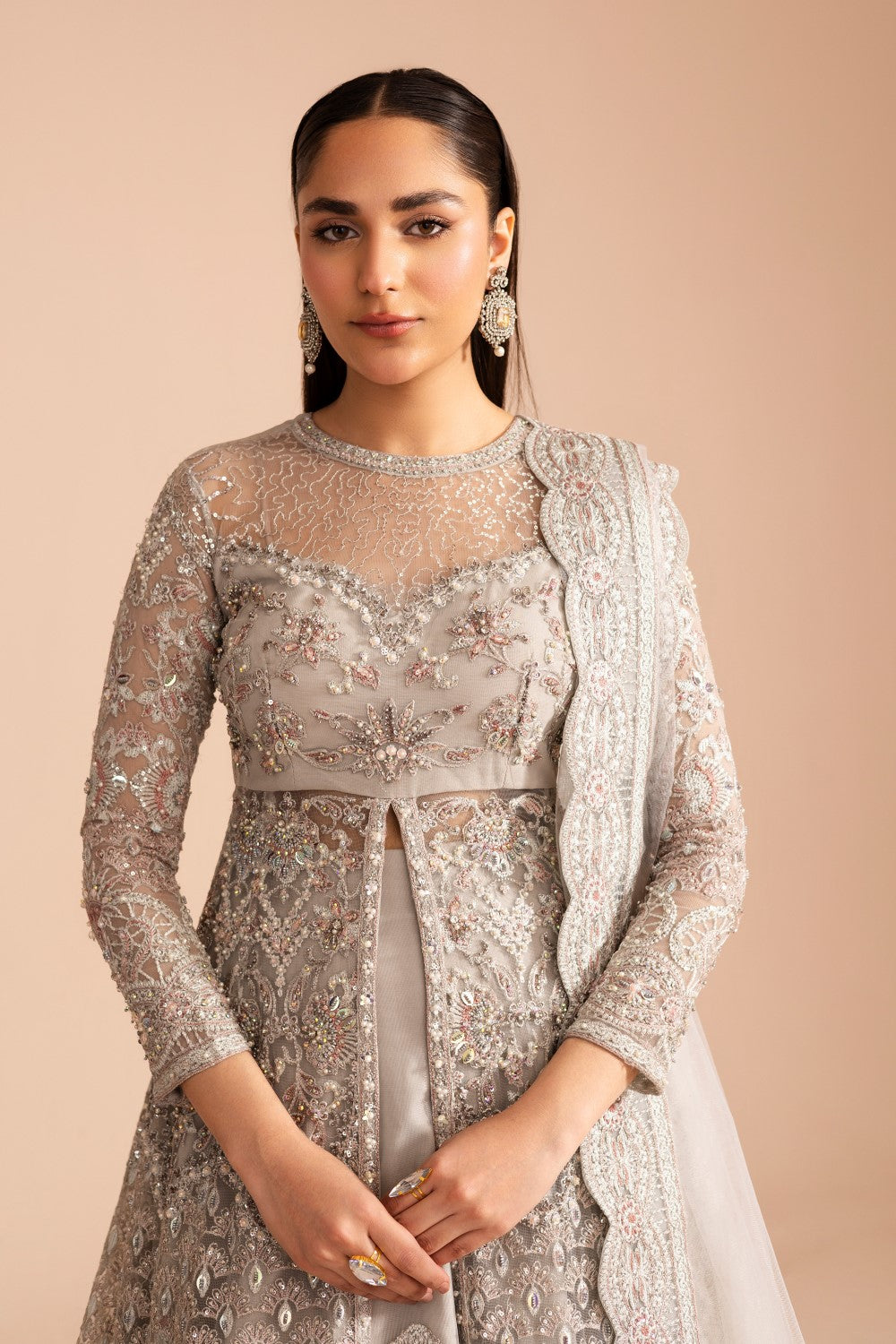 Maryum N Maria | Iris Formals | KAJOL - MW40011 L Off White Net