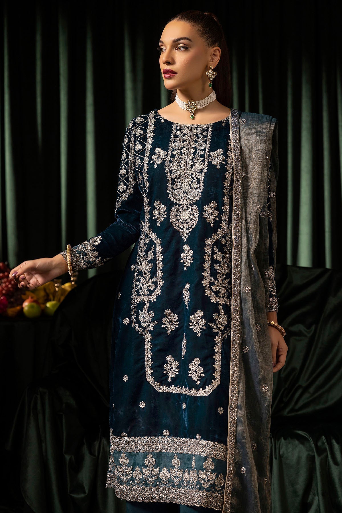 Motifz | Velvet Formals | 5093-DANEEN XL Teal Blue Velvet