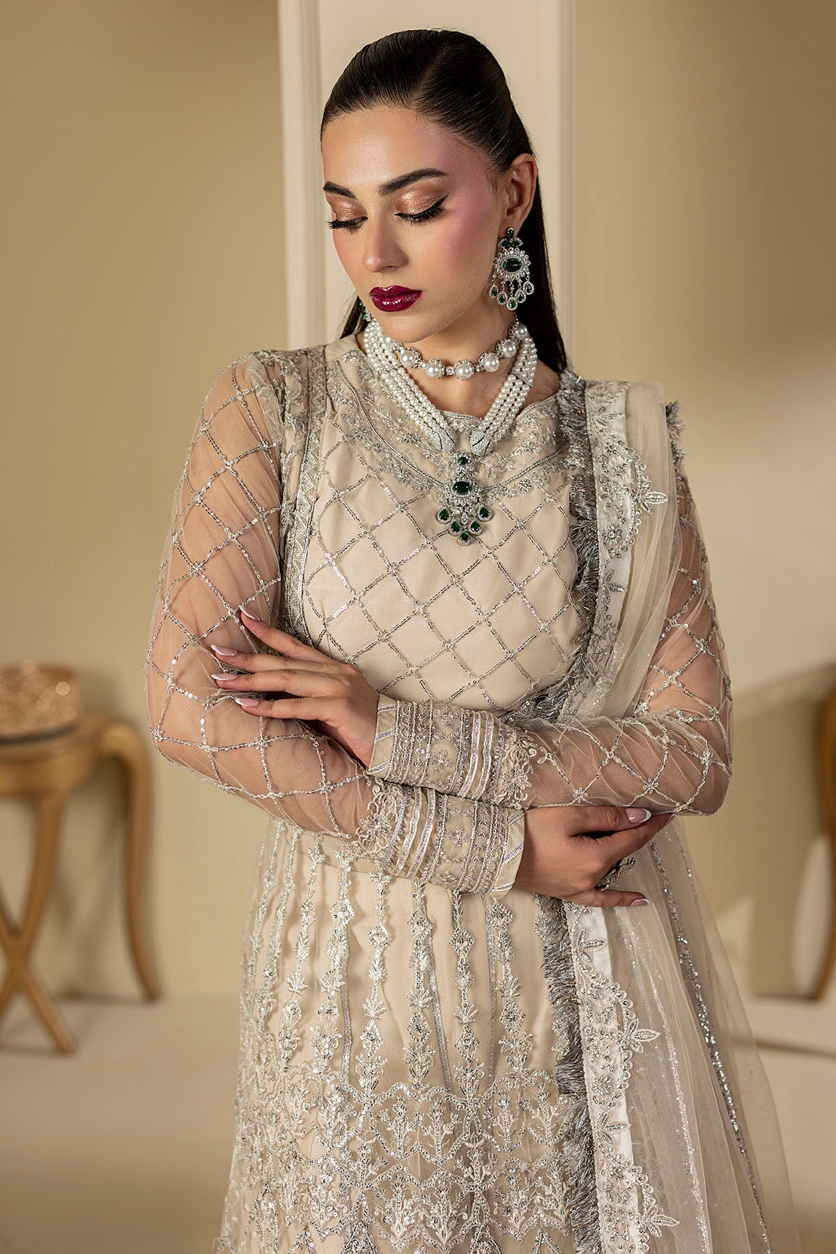 Motifz | Luxury Formal | 5131-DOVE - Pakistani Designer Dress - by Motifz - Type : Ladies Clothes - 100% Original at Saira Sultan