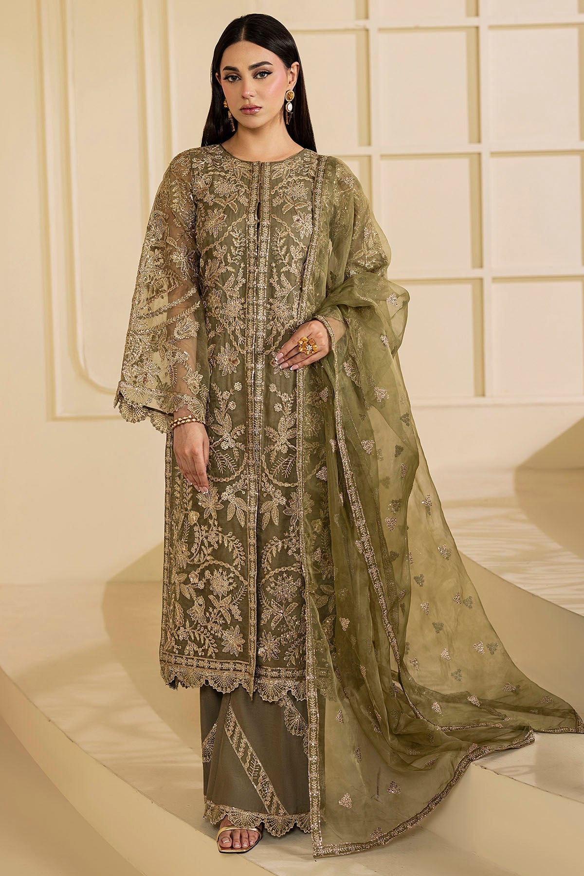 Motifz | Luxury Formal | 5137-GREEN - Pakistani Designer Dress - by Motifz - Type : Ladies Clothes - 100% Original at Saira Sultan