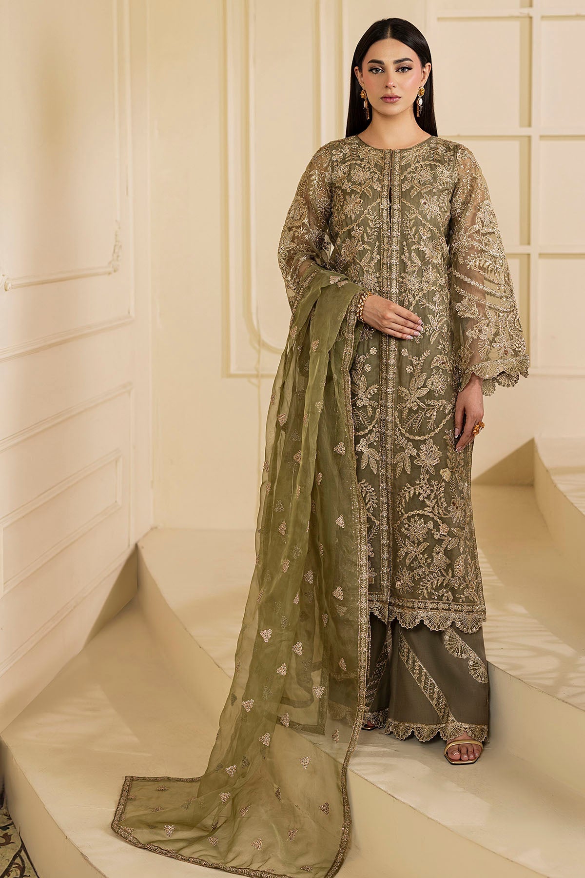 Motifz | Luxury Formal | 5137-GREEN - Pakistani Designer Dress - by Motifz - Type : Ladies Clothes - 100% Original at Saira Sultan