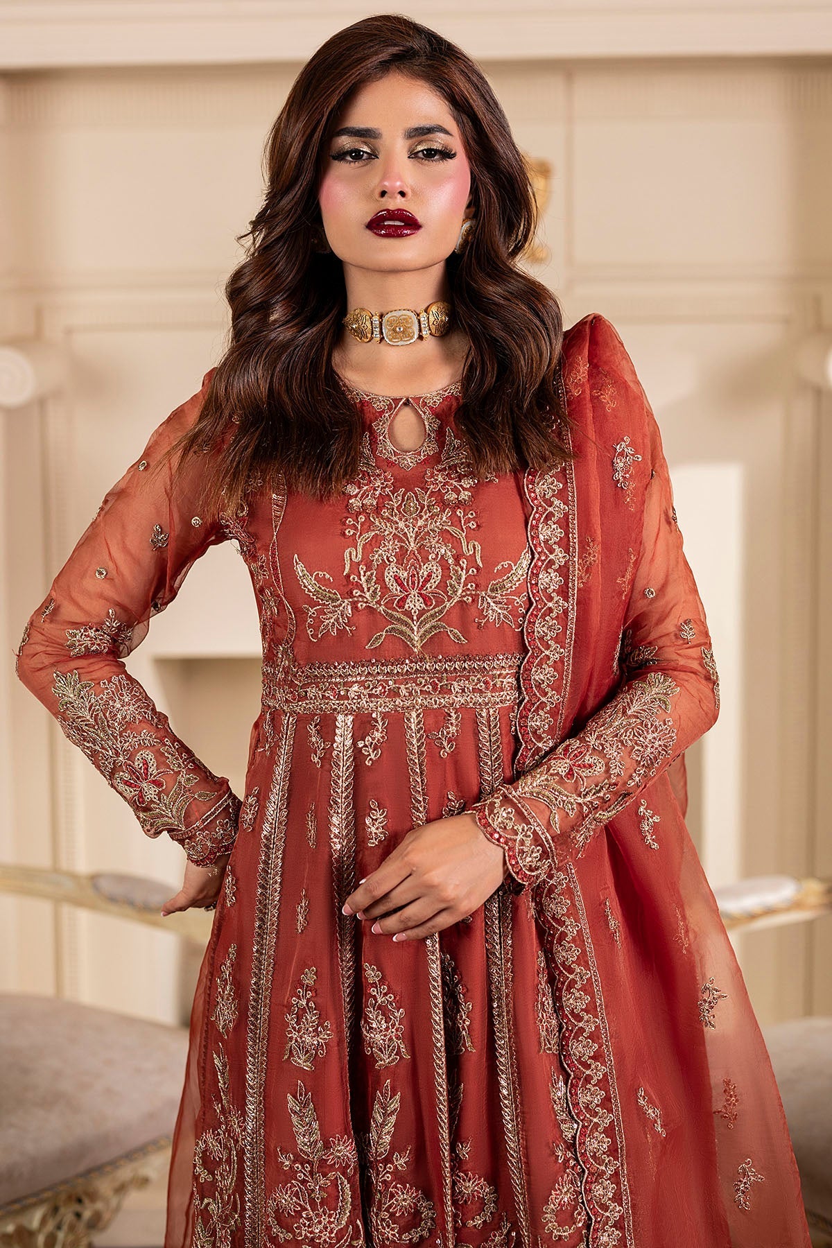 Motifz | Luxury Formal | 5139-BRANDY - Pakistani Designer Dress - by Motifz - Type : Ladies Clothes - 100% Original at Saira Sultan
