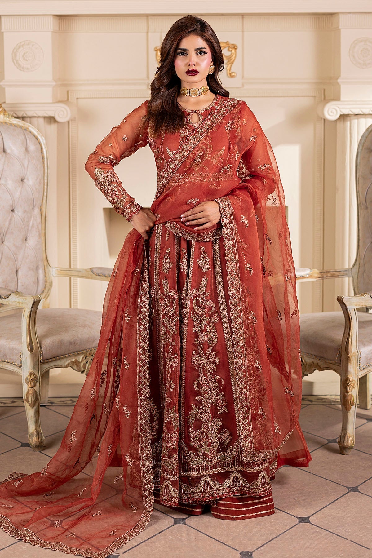 Motifz | Luxury Formal | 5139-BRANDY - Pakistani Designer Dress - by Motifz - Type : Ladies Clothes - 100% Original at Saira Sultan