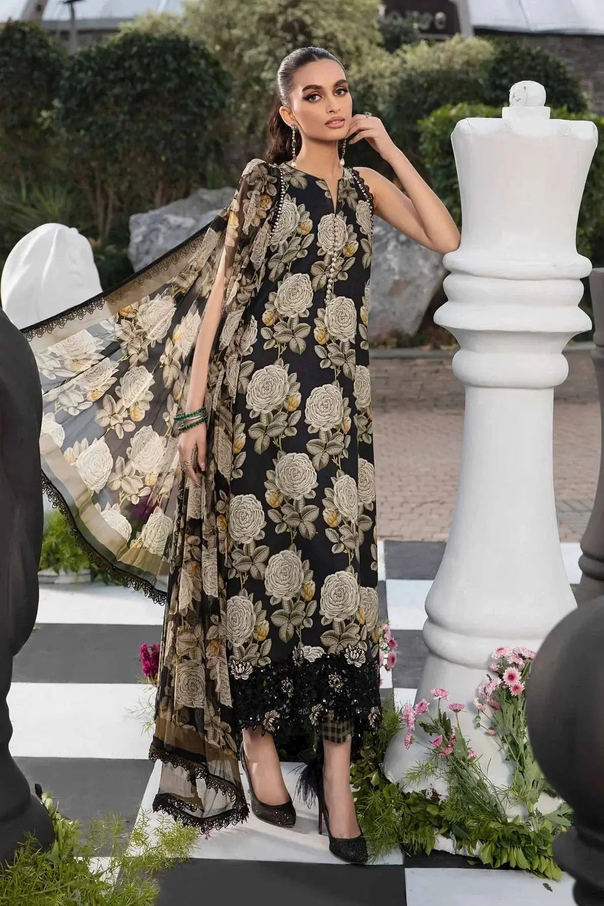 Maria B | M Prints Spring 24 | MPT-2103-B - Pakistani Designer Dress - by Maria B | Type: Luxury - 100% Original at Saira Sultan