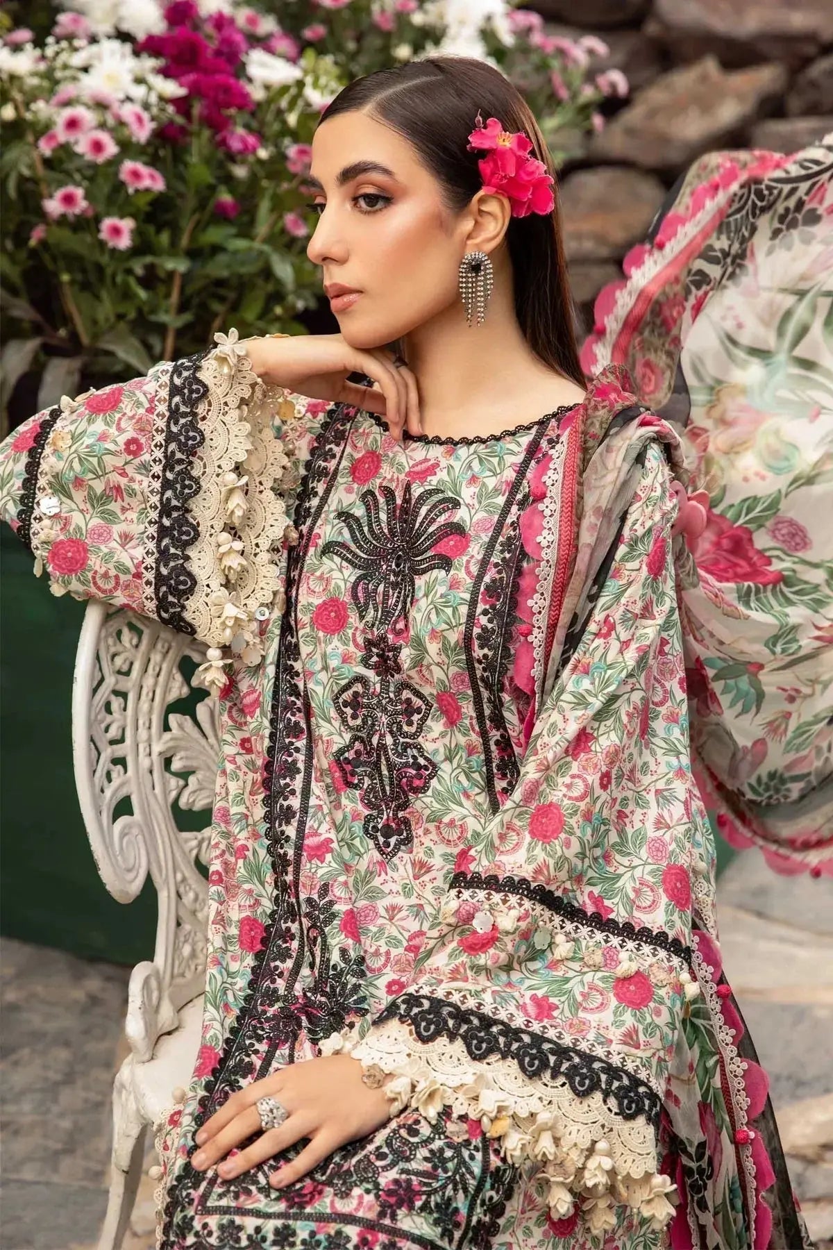 Maria B | M Prints Spring 24 | MPT-2113-A - Pakistani Designer Dress - by Maria B | Type: Luxury - 100% Original at Saira Sultan