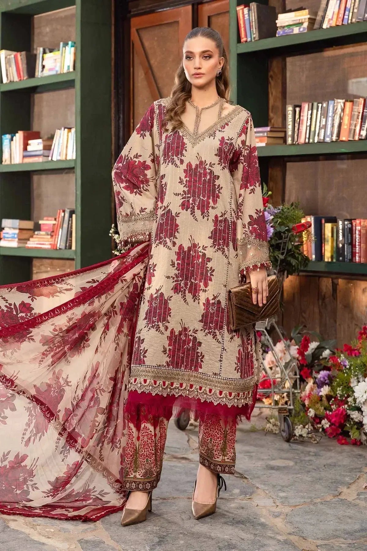 Maria B | M Prints Spring 24 | MPT-2110-A - Pakistani Designer Dress - by Maria B | Type: Luxury - 100% Original at Saira Sultan