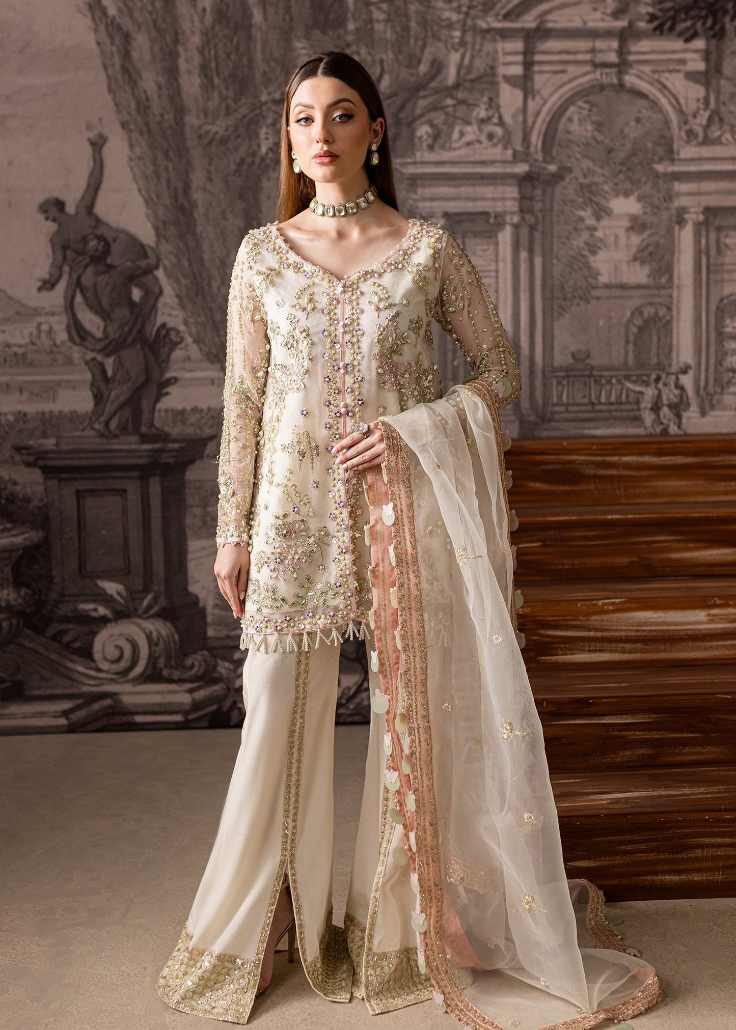 Maria Osama Khan | Mystara Wedding Festive | Zeest XS Ivory Organza
