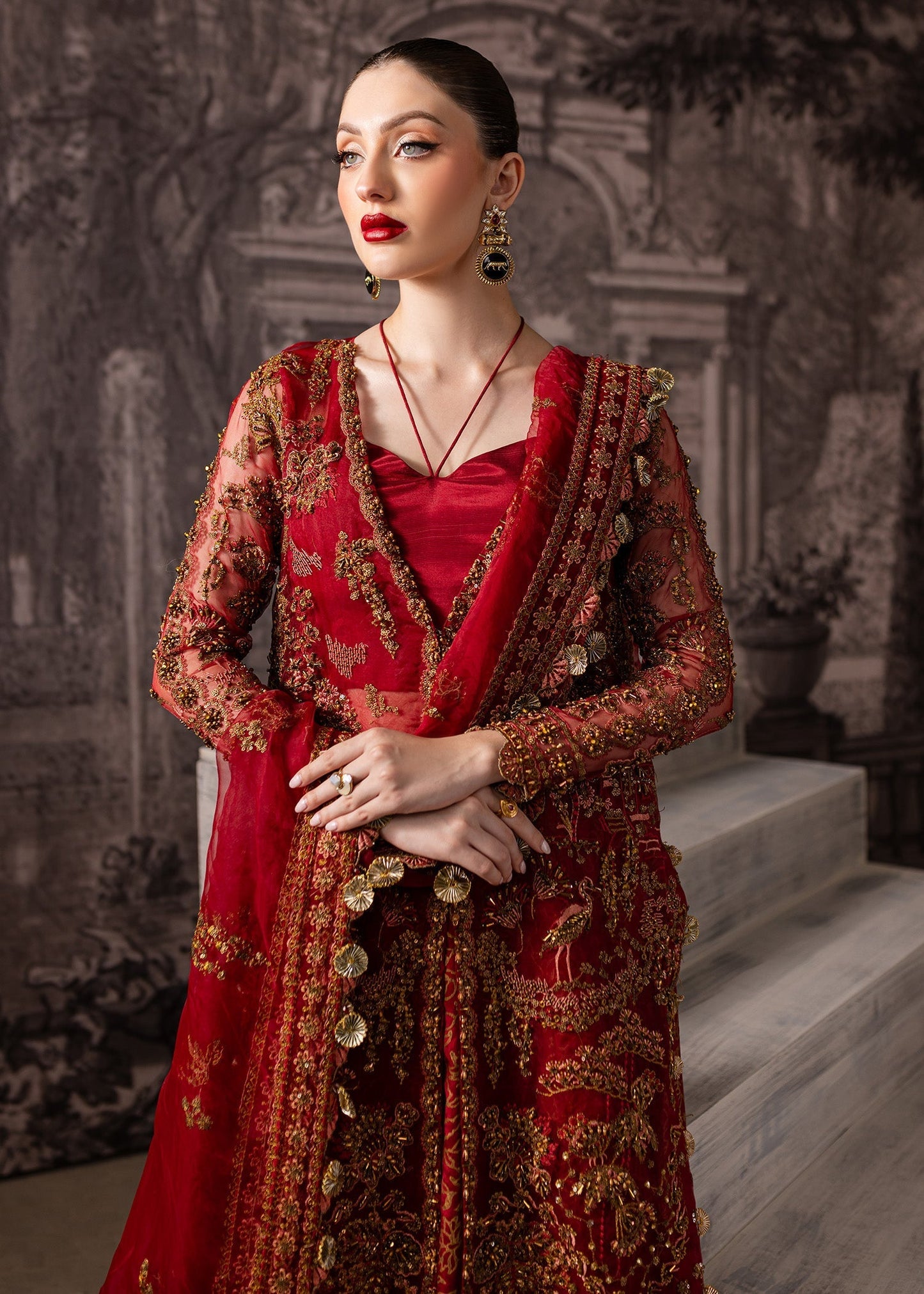 Maria Osama Khan | Mystara Wedding Festive | Vanta M Maroon Organza
