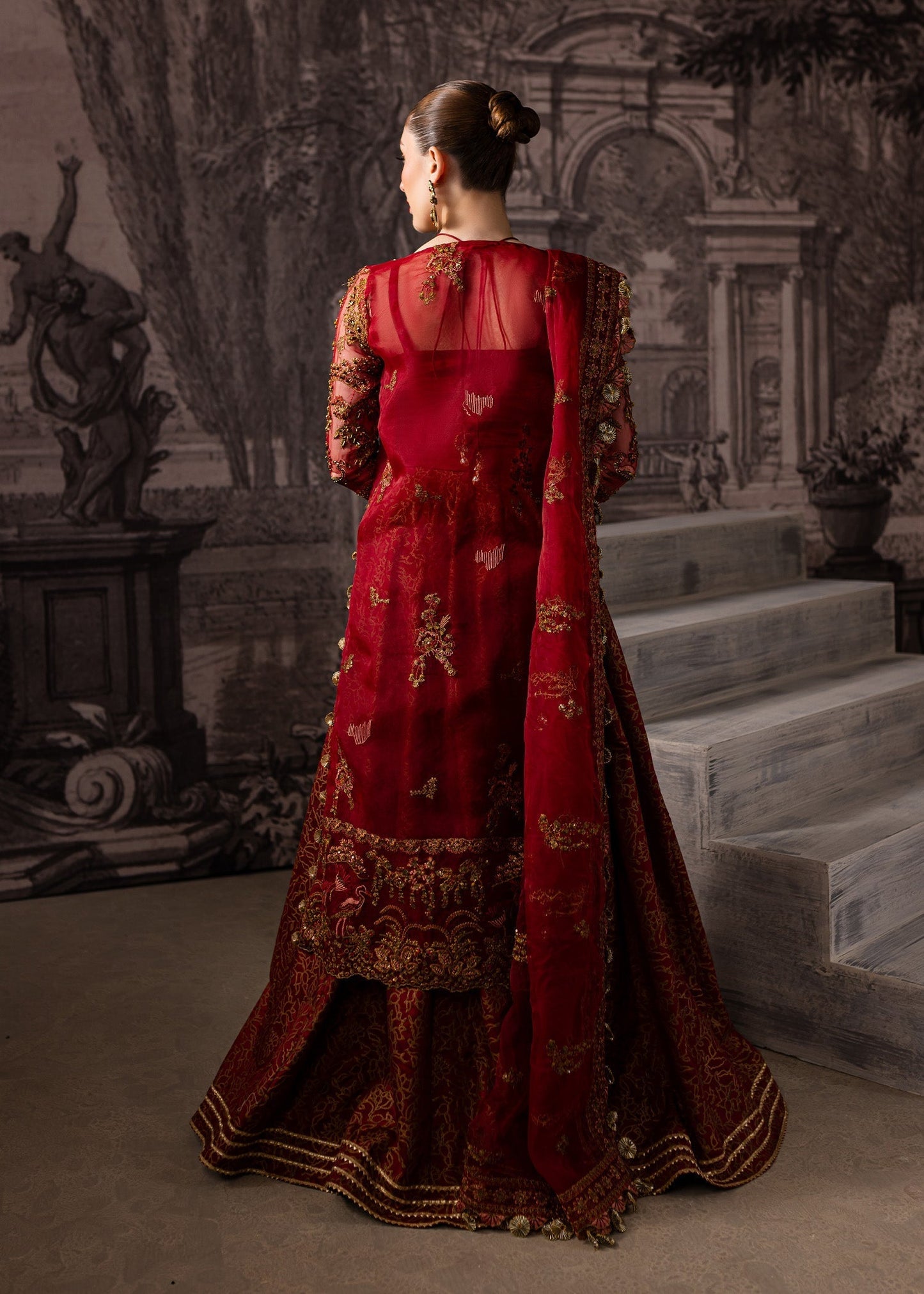 Maria Osama Khan | Mystara Wedding Festive | Vanta S Maroon Organza