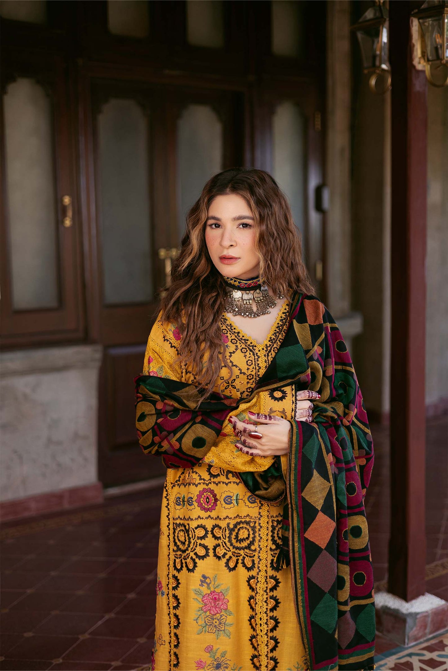 Maryam Hussain | Silk Edit | Hazel M Mustard Yellow Khaddar