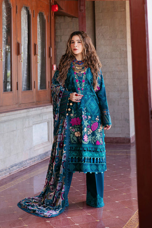 Maryam Hussain | Silk Edit | Opal XS Teal Blue Khaddar
