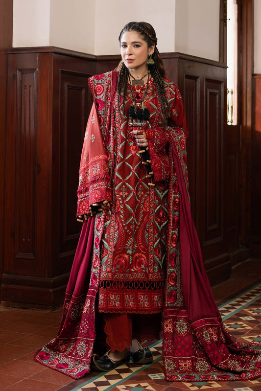 Maryam Hussain | Silk Edit | Fall XS Maroon Khaddar