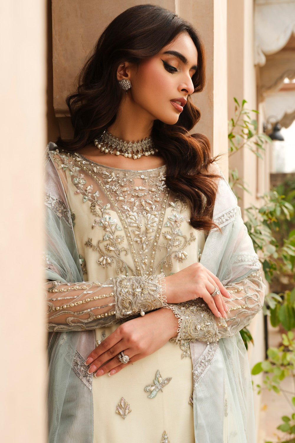Maryum N Maria | Musk Formals | CYRA - FS40039 M Ivory Organza