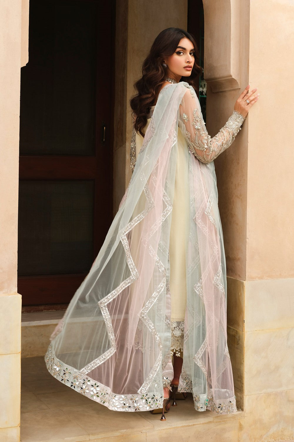 Maryum N Maria | Musk Formals | CYRA - FS40039 S Ivory Organza