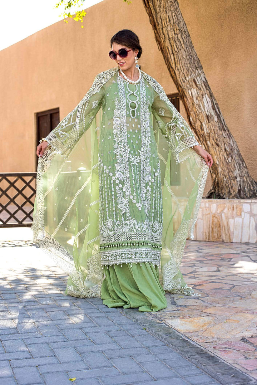 Kara | Kamdani Festive Collection | Meadow Delight XS Mint Green Cotton Net