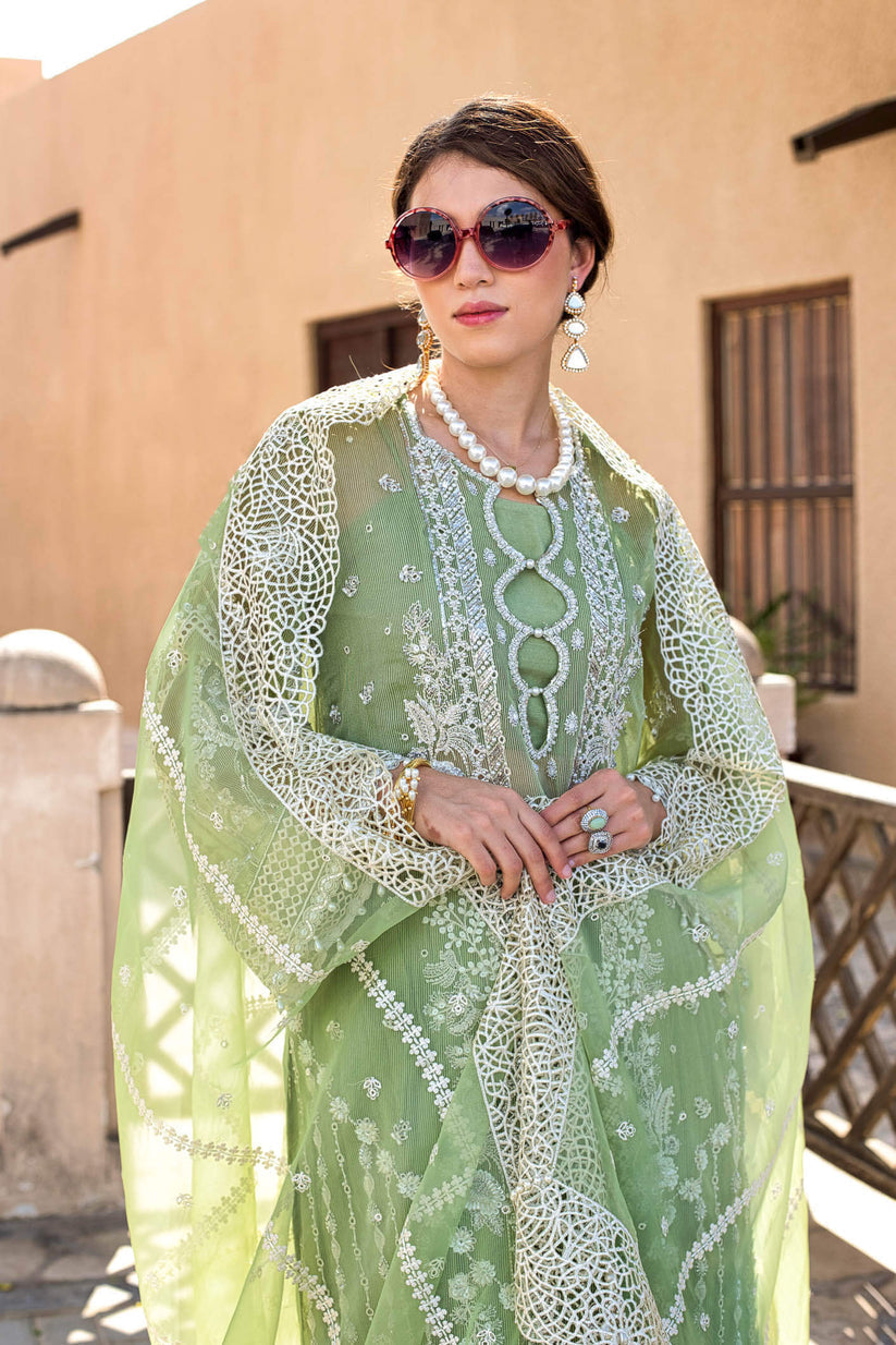 Kara | Kamdani Festive Collection | Meadow Delight XL Mint Green Cotton Net