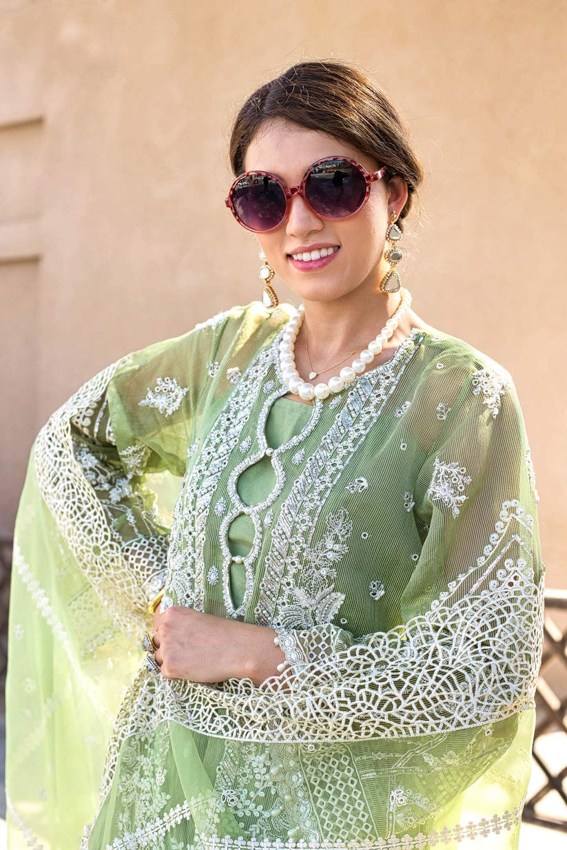 Kara | Kamdani Festive Collection | Meadow Delight M Mint Green Cotton Net