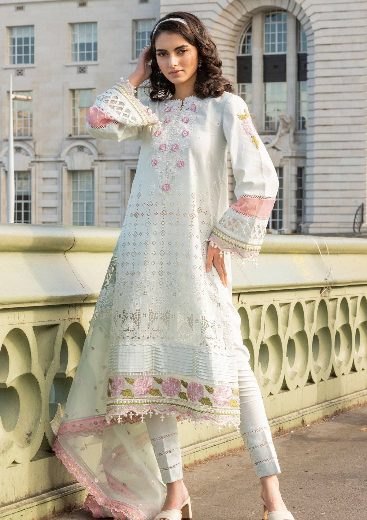 Meem | Luxury Eid Lawn 24 | MD-09 LIGHT BLUE - Pakistani Designer Dress - by Meem | Type: Luxury - 100% Original at Saira Sultan