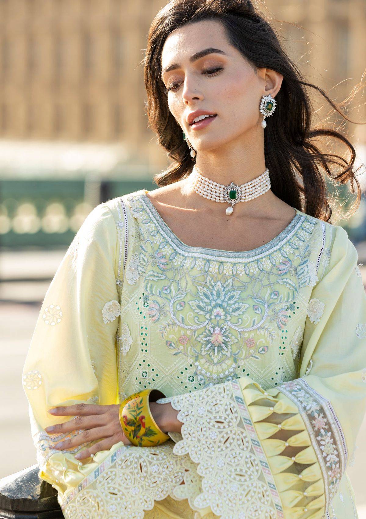 Meem | Luxury Eid Lawn 24 | MD-08 YELLOW - Pakistani Designer Dress - by Meem | Type: Luxury - 100% Original at Saira Sultan