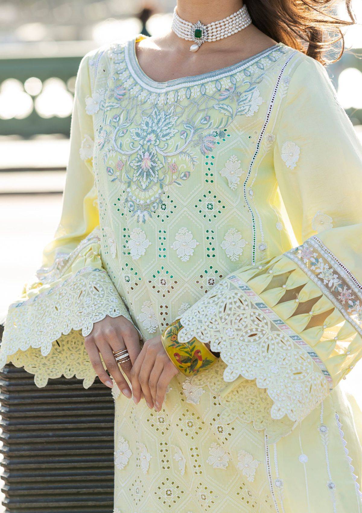 Meem | Luxury Eid Lawn 24 | MD-08 YELLOW - Pakistani Designer Dress - by Meem | Type: Luxury - 100% Original at Saira Sultan