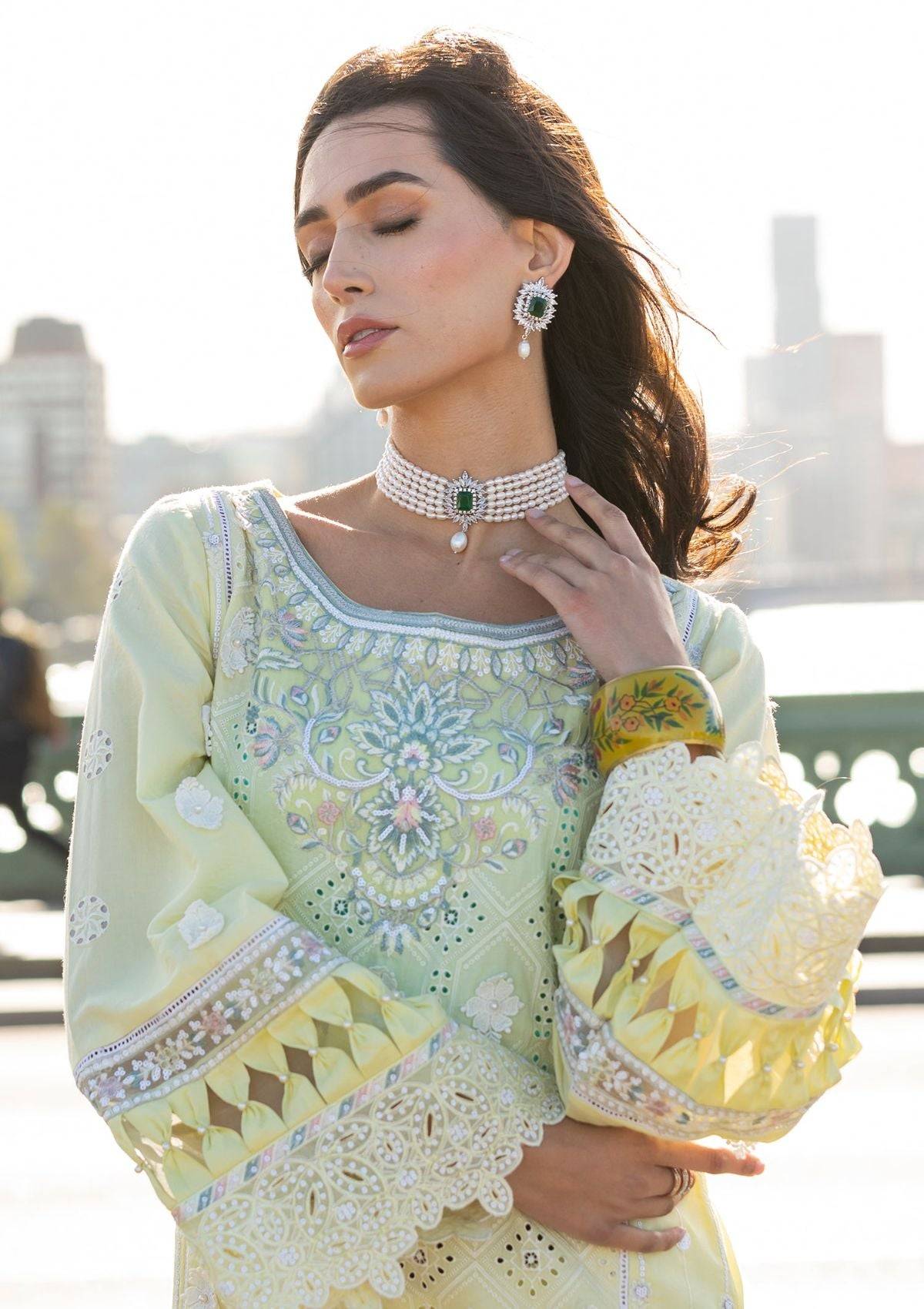 Meem | Luxury Eid Lawn 24 | MD-08 YELLOW - Pakistani Designer Dress - by Meem | Type: Luxury - 100% Original at Saira Sultan