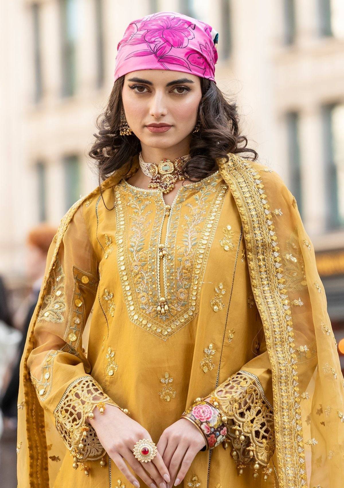 Meem | Luxury Eid Lawn 24 | MD-03 MUSTARD - Pakistani Designer Dress - by Meem | Type: Luxury - 100% Original at Saira Sultan