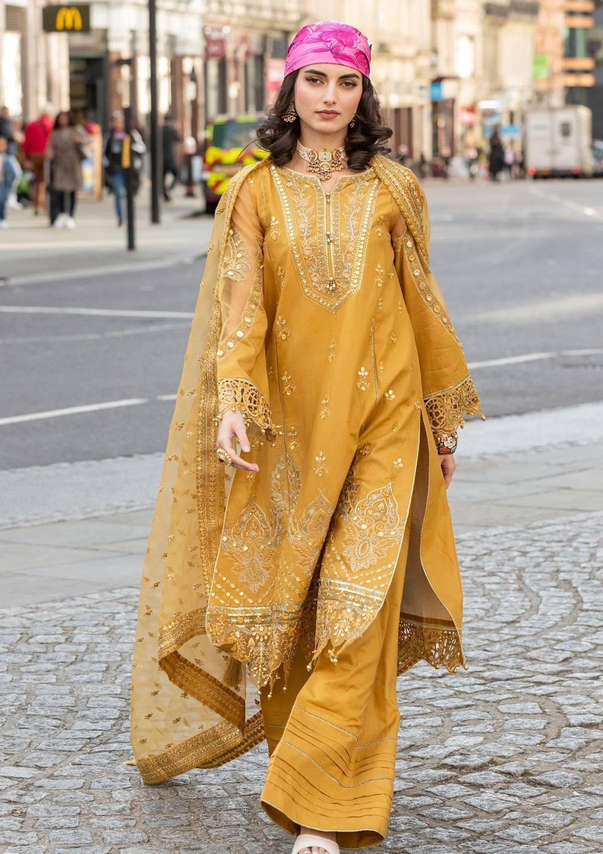 Meem | Luxury Eid Lawn 24 | MD-03 MUSTARD - Pakistani Designer Dress - by Meem | Type: Luxury - 100% Original at Saira Sultan