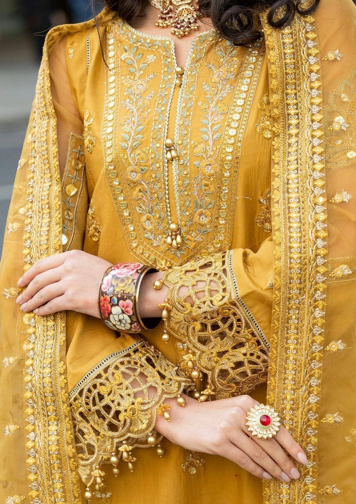 Meem | Luxury Eid Lawn 24 | MD-03 MUSTARD - Pakistani Designer Dress - by Meem | Type: Luxury - 100% Original at Saira Sultan
