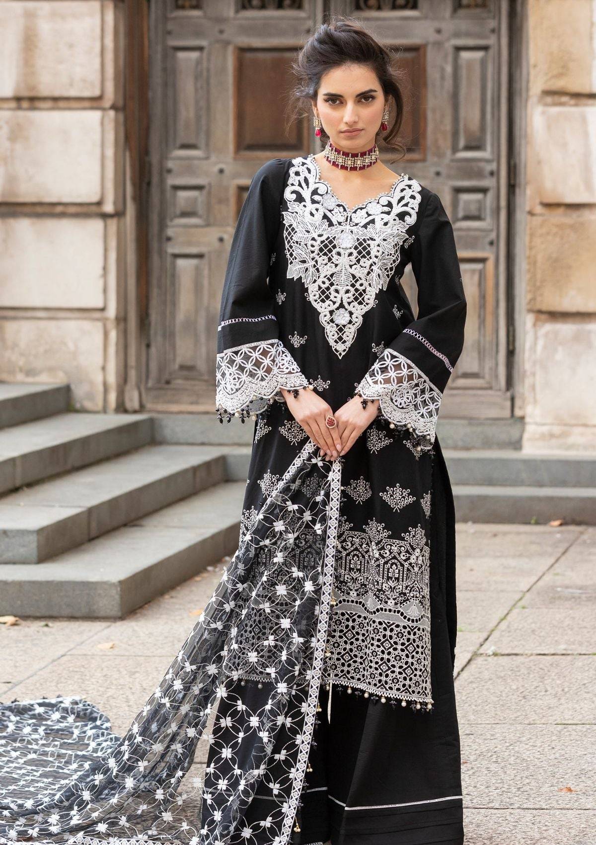 Meem | Luxury Eid Lawn 24 | MD-01 BLACK - Pakistani Designer Dress - by Meem | Type: Luxury - 100% Original at Saira Sultan