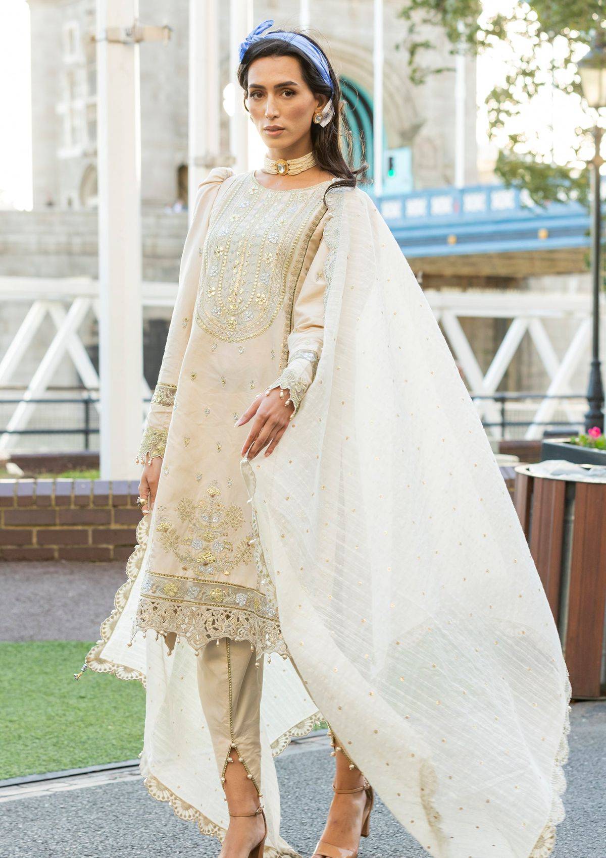 Meem | Luxury Eid Lawn 24 | MD-04 LIGHT SKIN - Pakistani Designer Dress - by Meem | Type: Luxury - 100% Original at Saira Sultan
