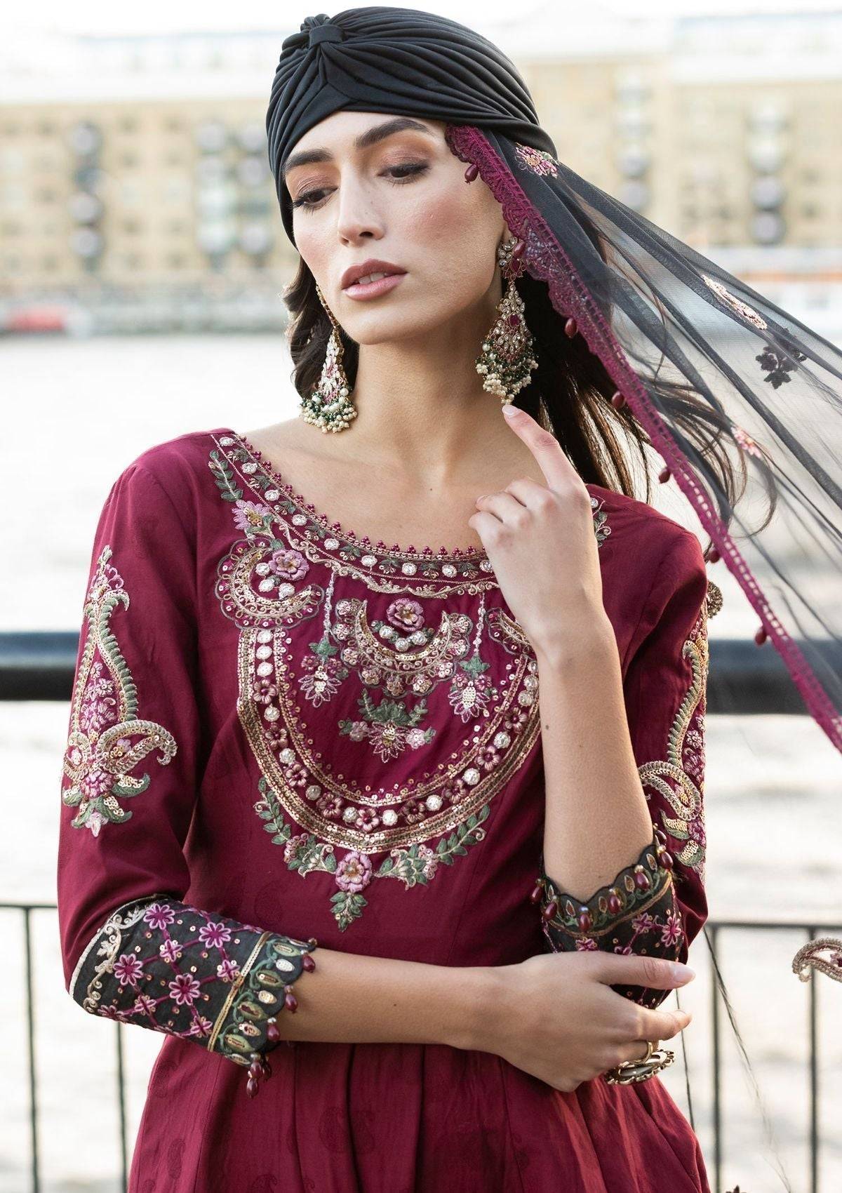 Meem | Luxury Eid Lawn 24 | MD-11 MAROON - Pakistani Designer Dress - by Meem | Type: Luxury - 100% Original at Saira Sultan