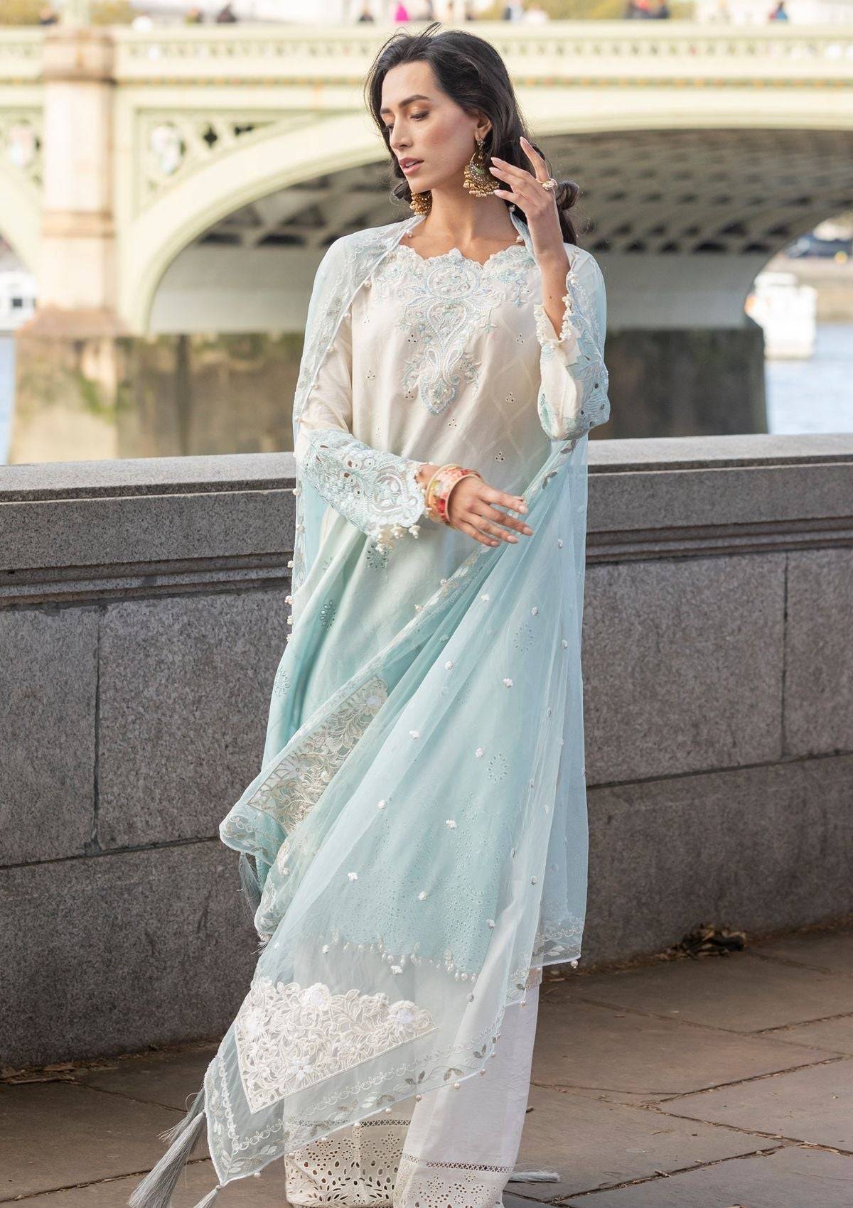 Meem | Luxury Eid Lawn 24 | MD-07 BLUE - Pakistani Designer Dress - by Meem | Type: Luxury - 100% Original at Saira Sultan