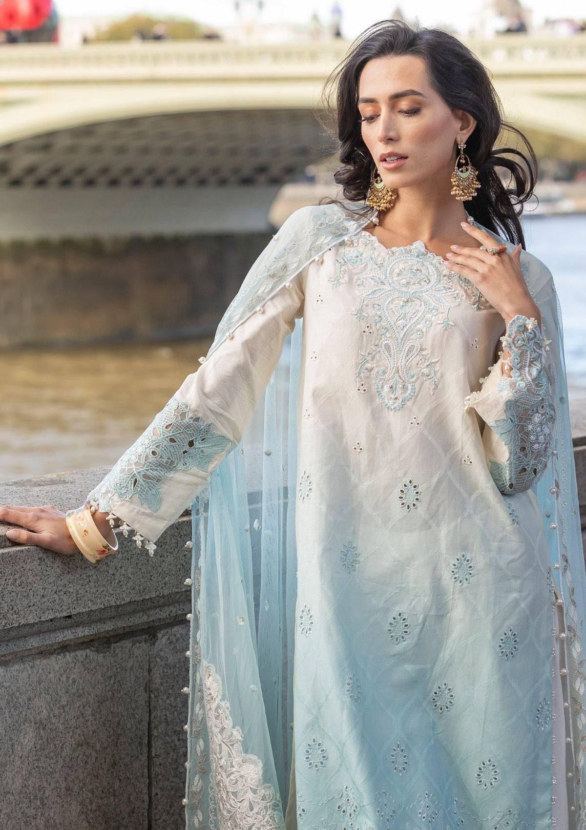Meem | Luxury Eid Lawn 24 | MD-07 BLUE - Pakistani Designer Dress - by Meem | Type: Luxury - 100% Original at Saira Sultan