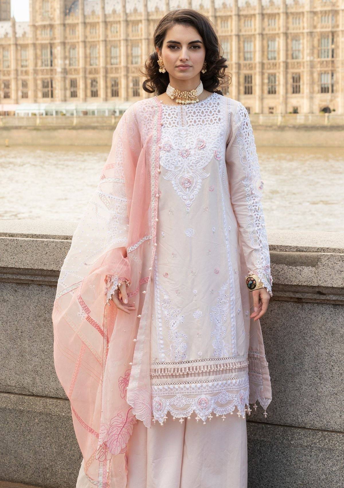 Meem | Luxury Eid Lawn 24 | MD-02 LIGHT PINK - Pakistani Designer Dress - by Meem | Type: Luxury - 100% Original at Saira Sultan