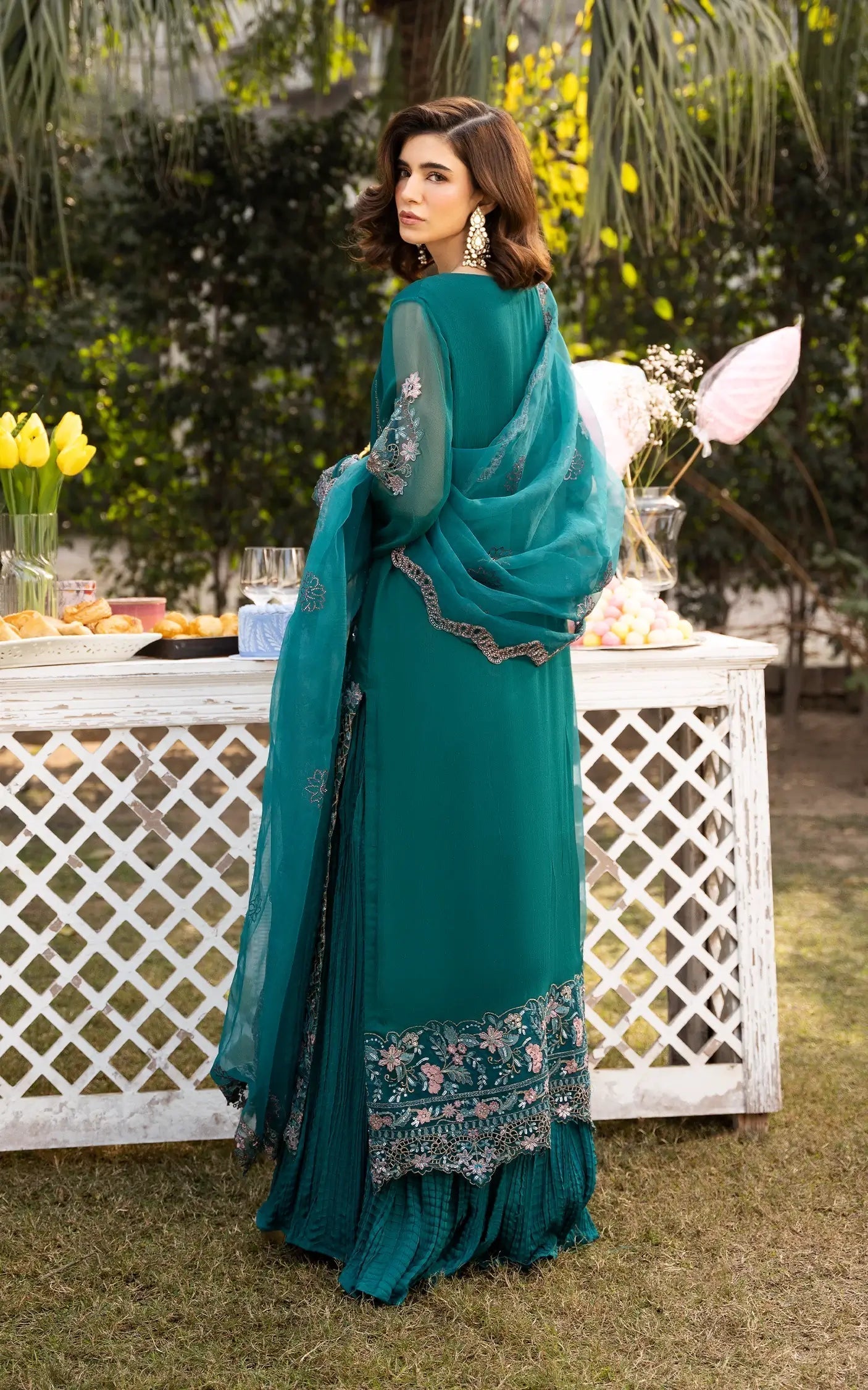 Asifa and Nabeel | Sunehri Eid 25 | Meher-(SEF25-01) S Dusty Teal Chiffon