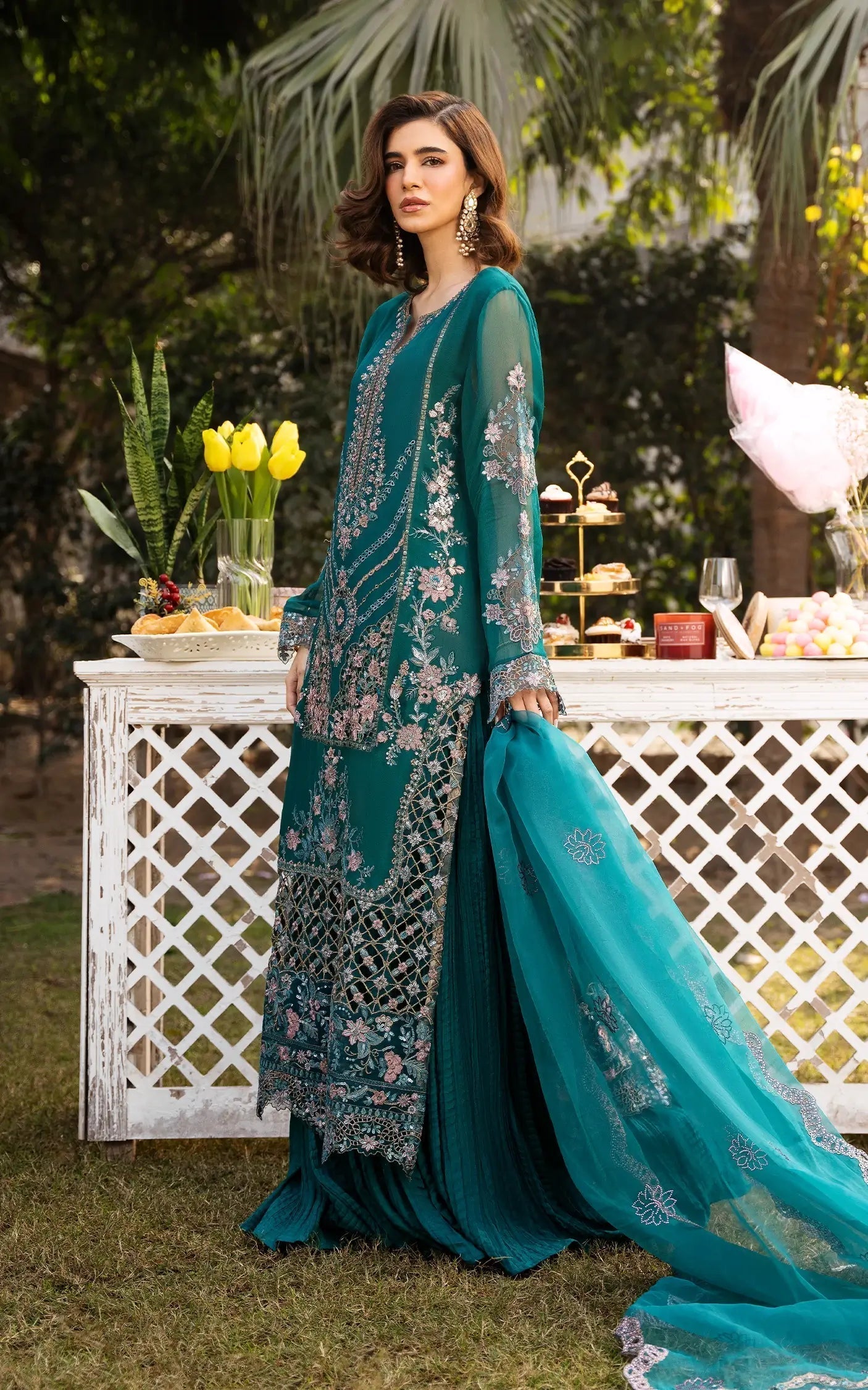 Asifa and Nabeel | Sunehri Eid 25 | Meher-(SEF25-01) L Dusty Teal Chiffon